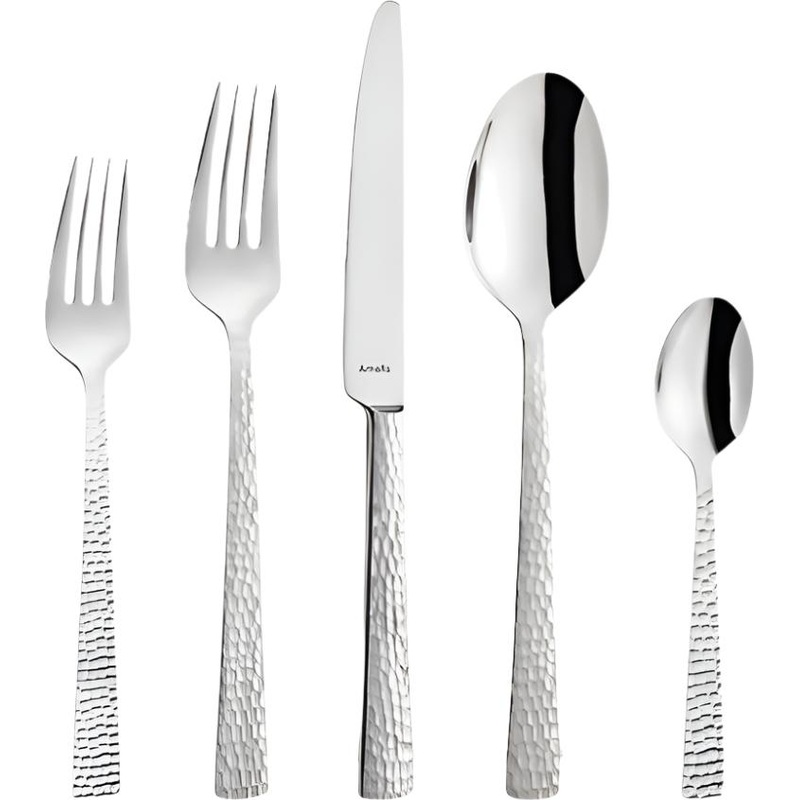 Amefa - Lou Laguiole Felicity Hammered Stainless Steel Flatware Set, 20 Pcs - 331923TR20C09