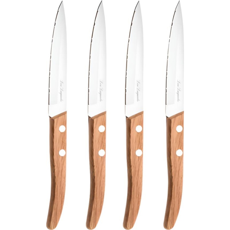 Amefa - Lou Laguiole Forest Steak Knife Set with Wood Handle, 4 Pcs - 497511NT01PK4