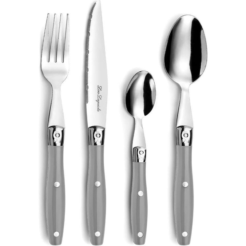 Amefa - Lou Laguiole Gray Stainless Steel Counter Cutlery Set, 24 Pcs - 2202DGAF27C40