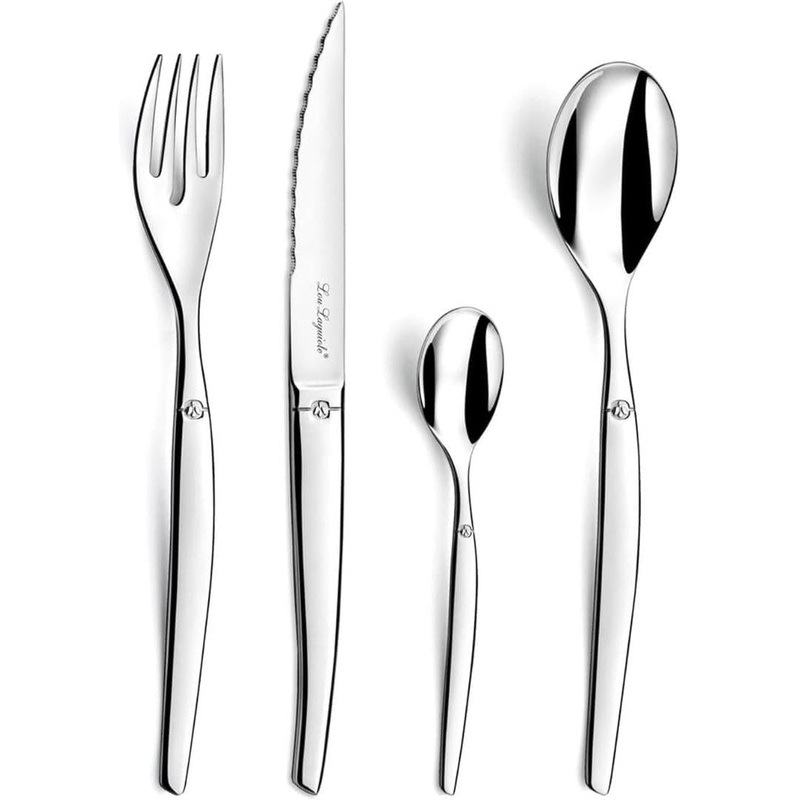 Amefa - Lou Laguiole Jet Stainless Steel Flatware Set with Mirror Finish, 24 Pcs - 251300AF14C40