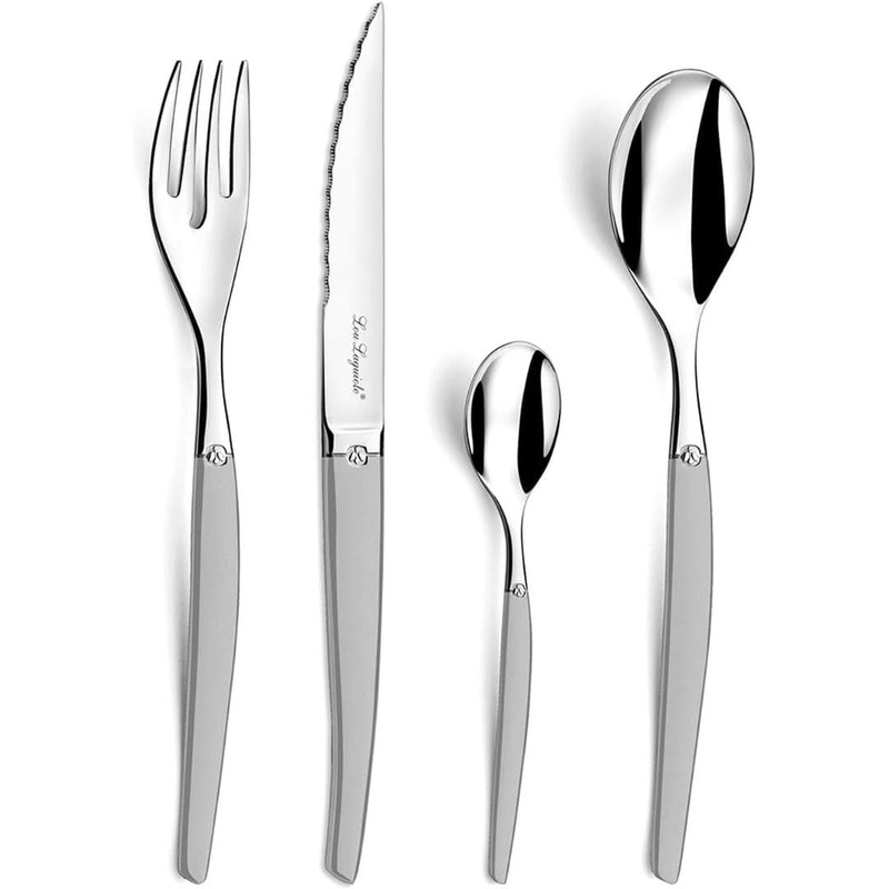 Amefa - Lou Laguiole Jet Stainless Steel Flatware Set with Satin Finish, 24 Pcs - 251306AF14C40
