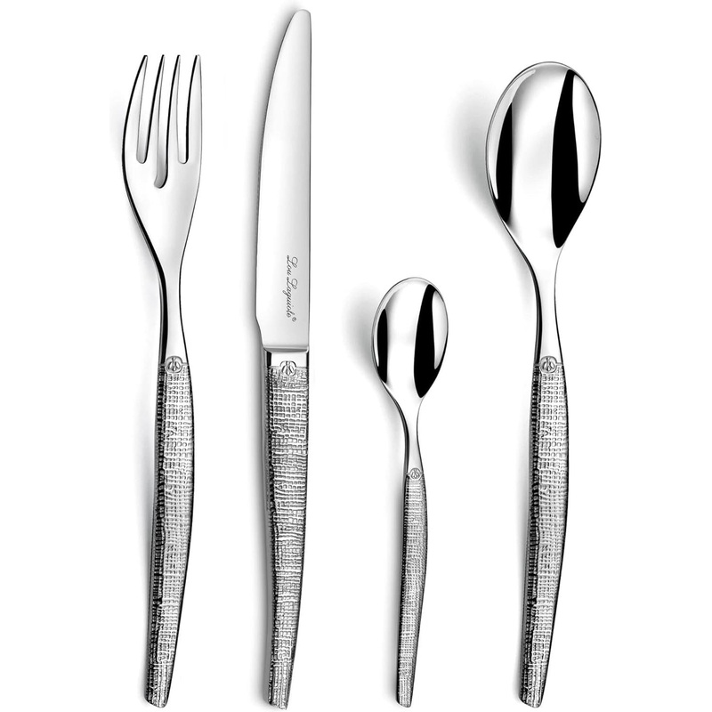 Amefa - Lou Laguiole Jet Stainless Steel Flatware Set with Textile Finish, 24 Pcs - 315200AF14C40