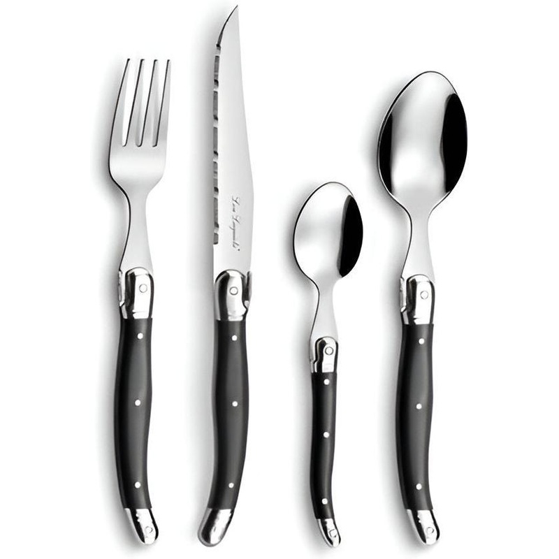 Amefa - Lou Laguiole Tradition Grey Stainless Steel Flatware Set, 24 Pcs - 2511ACPA22C40