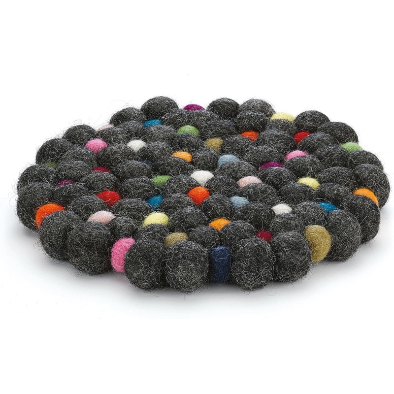 Cilio - Nero 8" Charcoal Round Virgin Wool Trivet - C469974