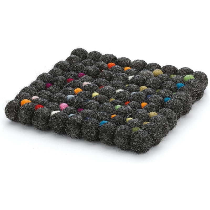 Cilio - Nero 8" Charcoal Square Virgin Wool Trivet - C469967