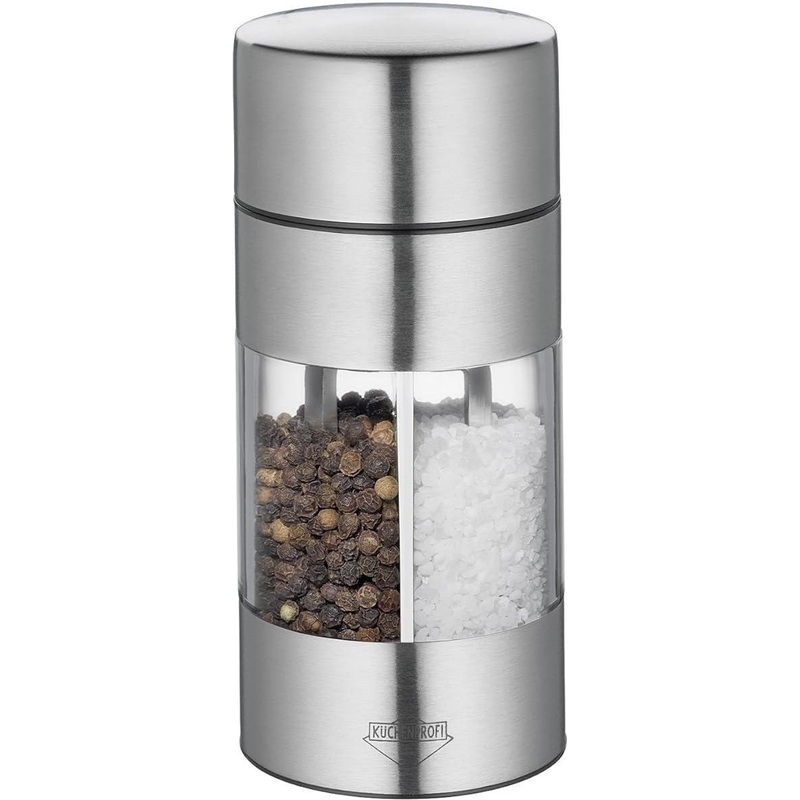 Kuchenprofi - Trattoria 5.3" Salt and Pepper Combo Stainless Steel/ Acrylic Mill with 2 Grinding Mechanisms - K3044402800