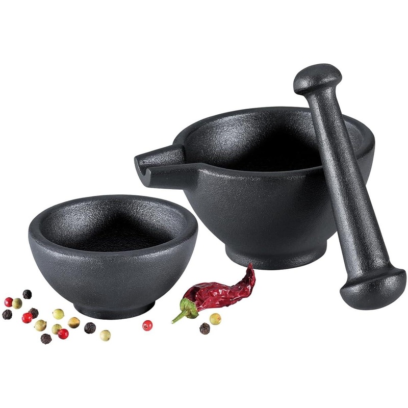 Zassenhaus - 3 Pc Black Cast Iron Mortar & Pestle - M076073