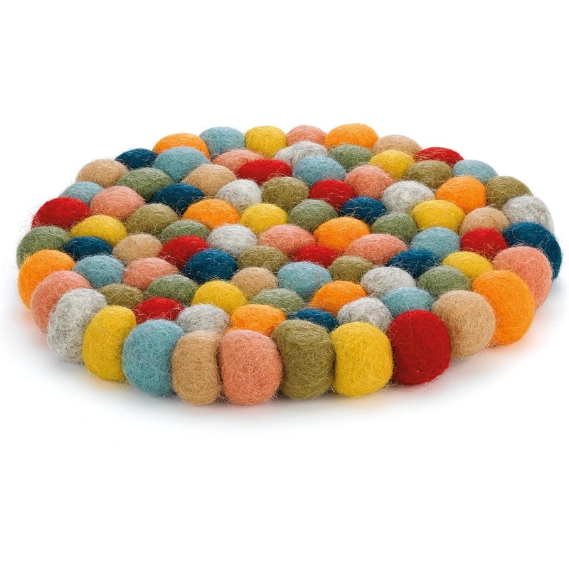 Cilio - Colore 8" Multicolor Round Virgin Wool Trivet - C469936