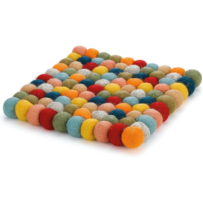 Cilio - Colore 8" Multicolor Square Virgin Wool Trivet - C469929