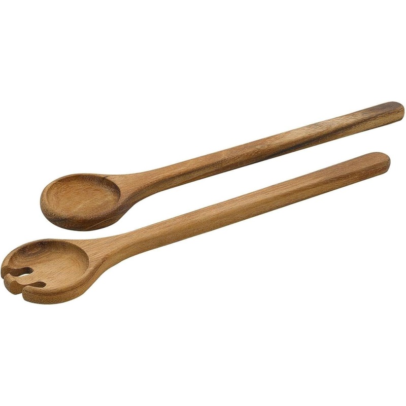 Zassenhaus - 13.75" Natural Acacia Wood Salad Serving Utensil Set, 2 Pcs - M059342