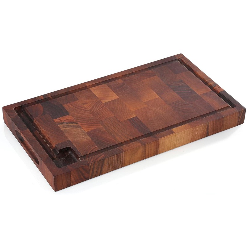 Zassenhaus - 21" Walnut End Grain Chopping Block Cutting Board with Juice Groove and Integrated Handles - M057317
