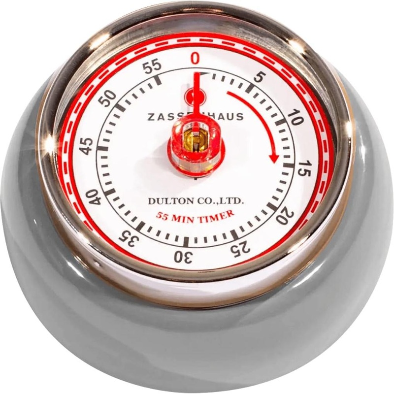 Zassenhaus - Retro 2.75" Gray Magnetic 60 Minute Kitchen Timer - M071795