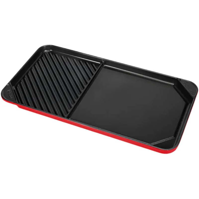 All American - 20.5" x 11.5" Red Tomato Aluminum Side By Side Griddle/Grill - PF6040ARD