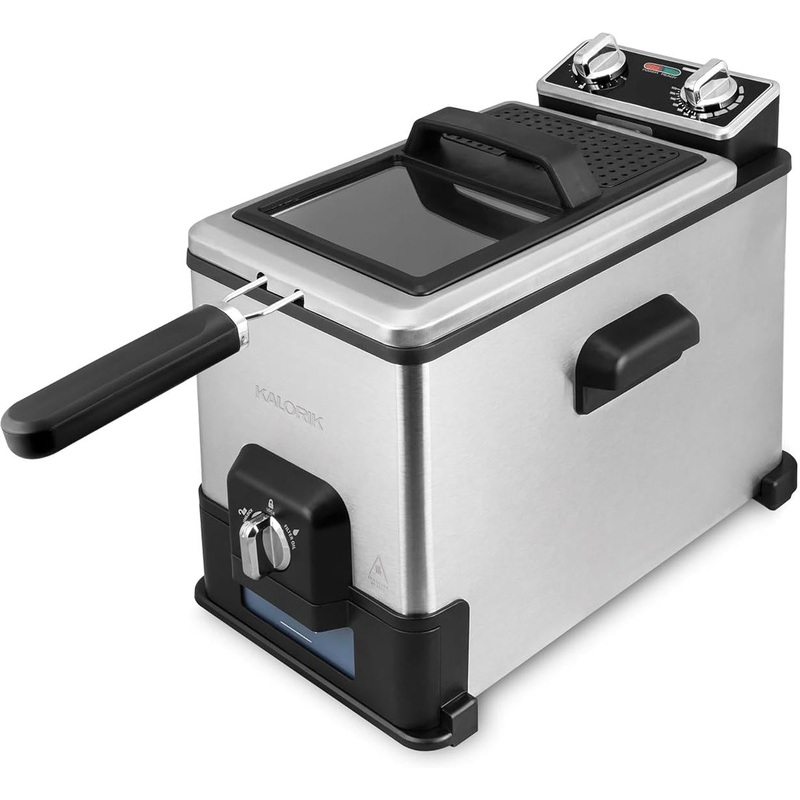 Kalorik - XL 4.2 QT Stainless Steel Deep Fryer with Oil Filtration - FT44466BK