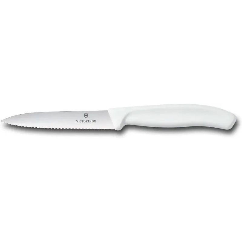 Victorinox - 4" Serrated Spear Point Blade Paring Knife With White Handle - 6.7737