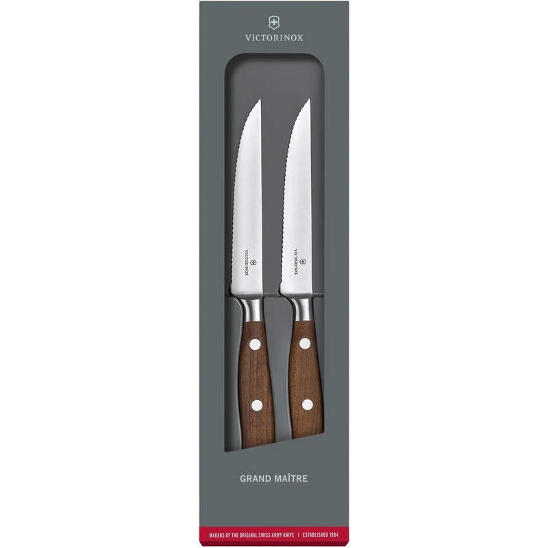 Victorinox - Grand Matre Wood 4.75" Serrated Spear Point Steak Knife 2 Pieces Set - 7.7240.2W