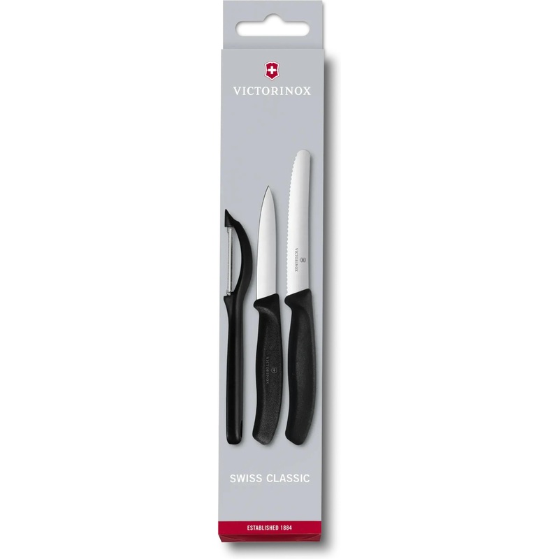 Victorinox - Swiss Classic 3 Pieces Black Paring Knife Set with Peeler - 6.7113.31