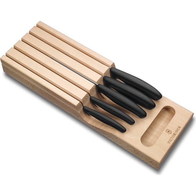 Victorinox - 5 Piece Swiss Classic Knife Set with In-Drawer Knife Holder - 6.7143.5