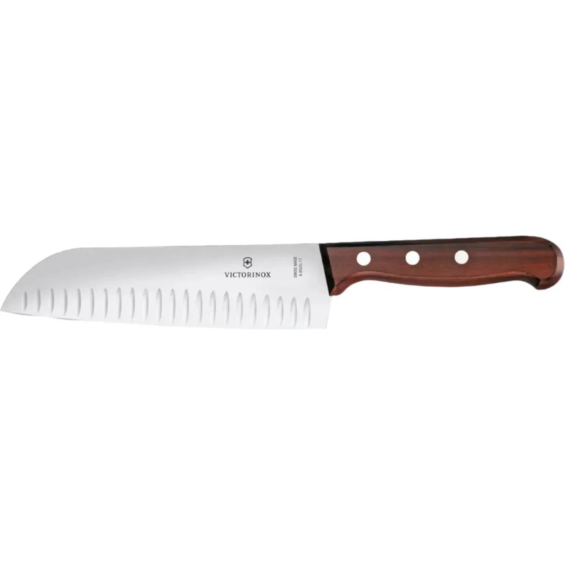 Victorinox - 7" Granton Blade Wood Santoku Knife - 6.8520.17G