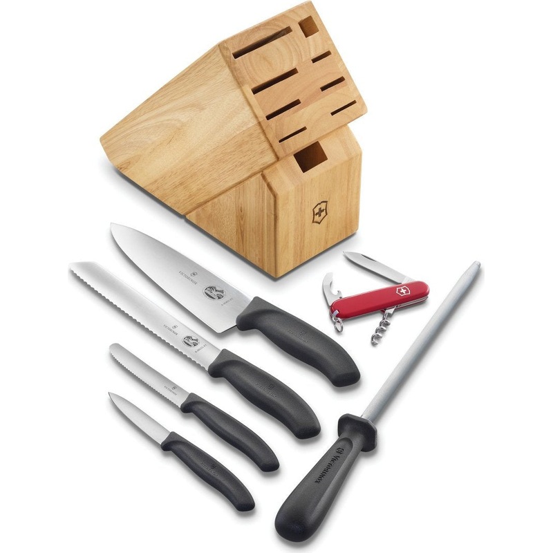 Victorinox - 7 Piece Swiss Classic Block Set with Waiter Pocket Knife - 6.7600.7-X2