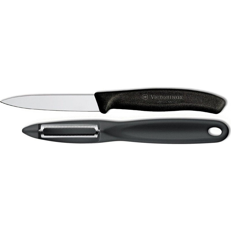 Victorinox - Black 2 Piece Swiss Classic Paring Knife & Serrated Peeler Set - 7.6075-X8