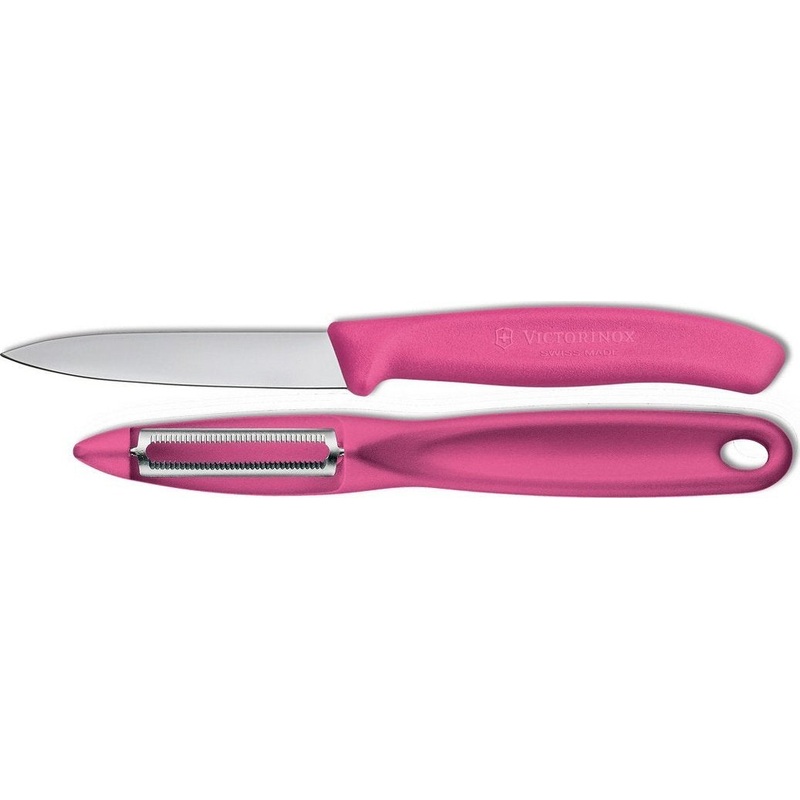 Victorinox - Pink 2 Piece Swiss Classic Paring Knife & Serrated Peeler Set - 7.6075.5-X1