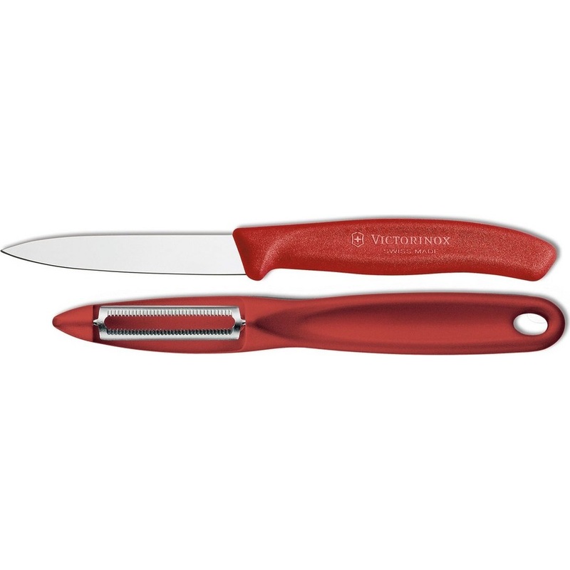 Victorinox - Red 2 Piece Swiss Classic Paring Knife & Serrated Peeler Set - 7.6075-X7