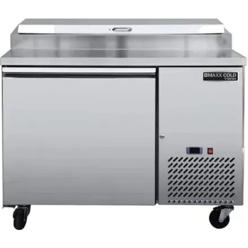 Maxx Cold - V-Series 11 cu. ft. Stainless Steel 1 Door Refrigerated Pizza Prep Table - MVPP50HC