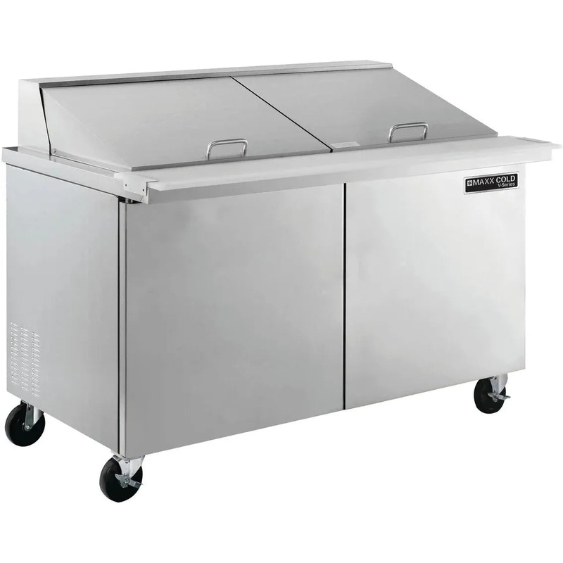 Maxx Cold - V-Series 16.7 cu. ft. Stainless Steel 2 Door Refrigerated Mega Top Prep Table - MVR60MHC