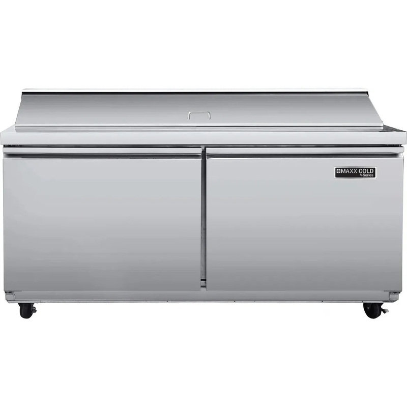 Maxx Cold - V-Series 17.3 cu. ft. Stainless Steel 2 Doors Refrigerated Sandwich and Salad Prep Station - MVR60SHC