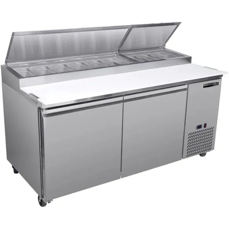 Maxx Cold - V-Series 20.3 cu. ft. Stainless Steel 2 Doors Refrigerated Pizza Prep Table - MVPP70HC