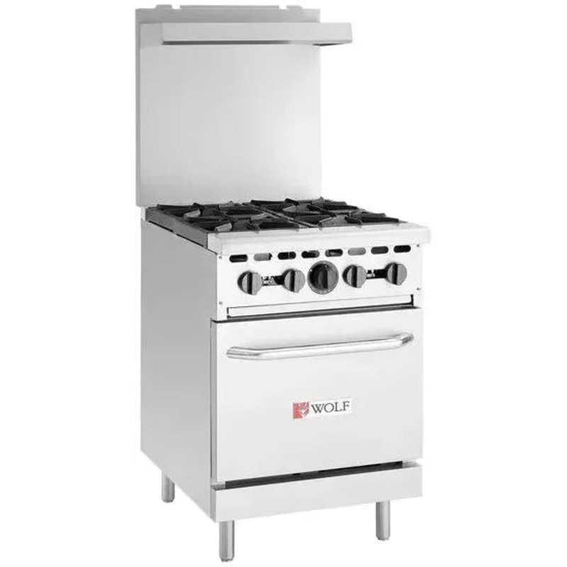 Wolf - 142,000 BTU Liquid Propane 24" Manual Range with 4 Burners and Compact Oven - WX24-4BP