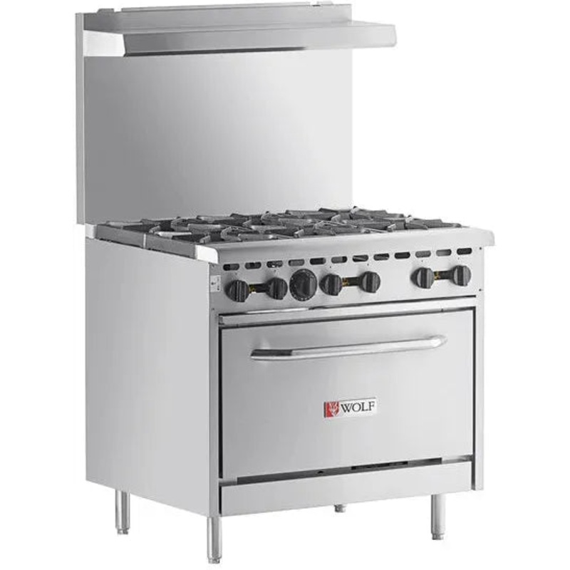 Wolf - 198,000 BTU Liquid Propane 36" Manual Range with 6 Burners and Standard Oven - WX36-6BP