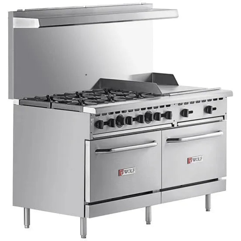 Wolf - 258,000 BTU Natural Gas 60" Manual Range with 6 Burners, 24" Right Side Griddle, and 2 Standard Ovens - WX60F-6B24GN