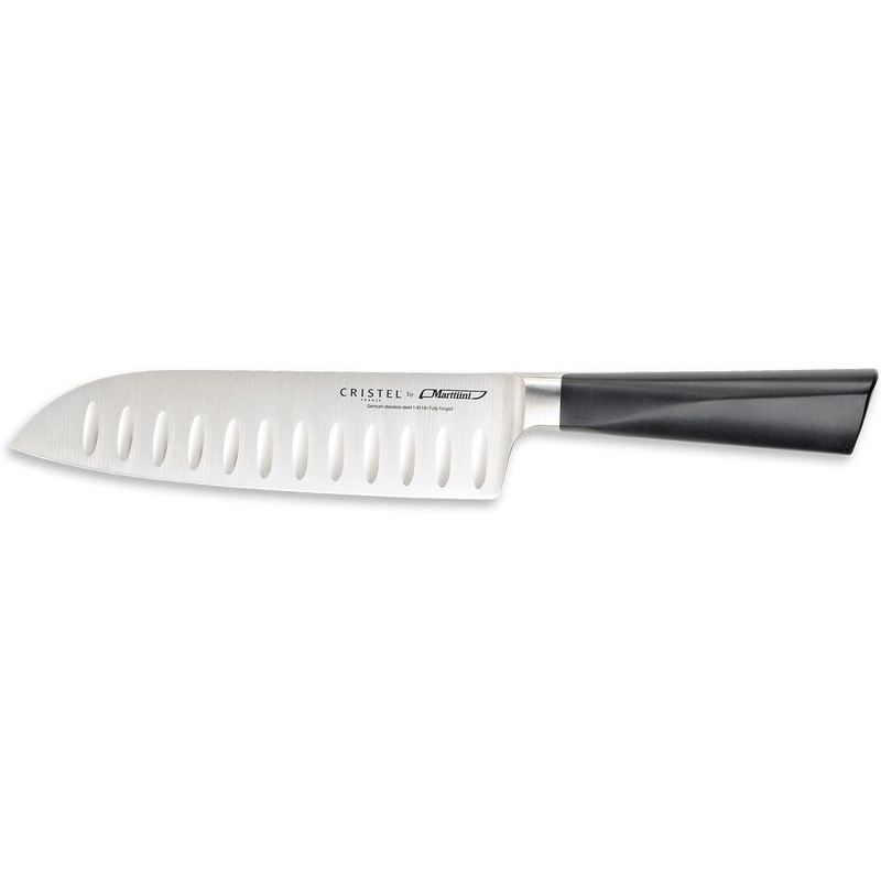 Cristel - 7" Black Stainless Steel Santoku Knife - MACS