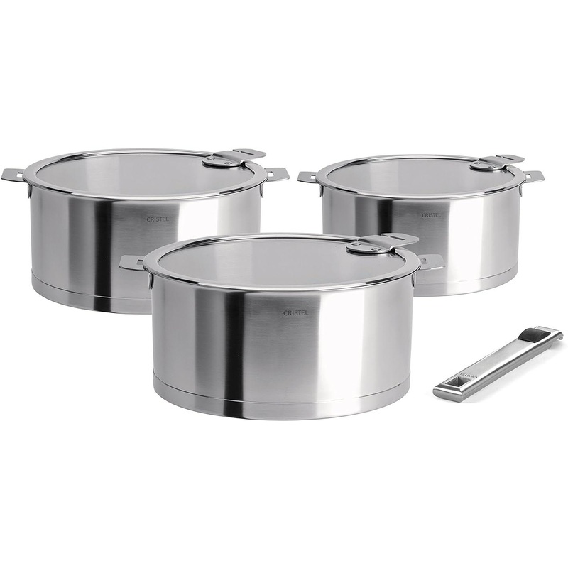 Cristel - Set of 3 Stainless Steel Saucepans with Lids - S3CQLKSA