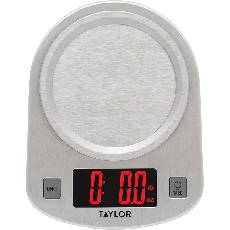 Taylor - 11 lbs Capacity Stainless Steel LED Digital Kitchen Scale - 3897
