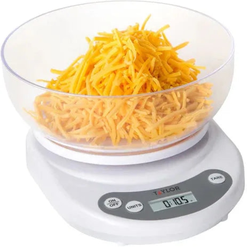 Taylor - 7.5" White Measuring Bowl Digital Kitchen Scale - 380444