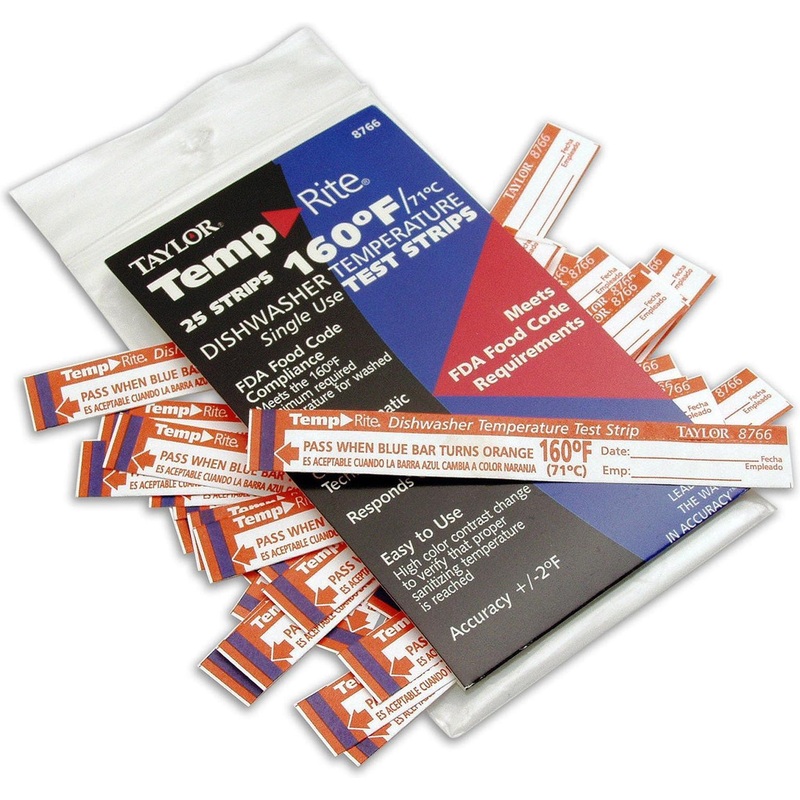 Taylor - TempRite Single Use Dishwasher 140F (60 C) Test Strip, 25 Per Pack - 8768J