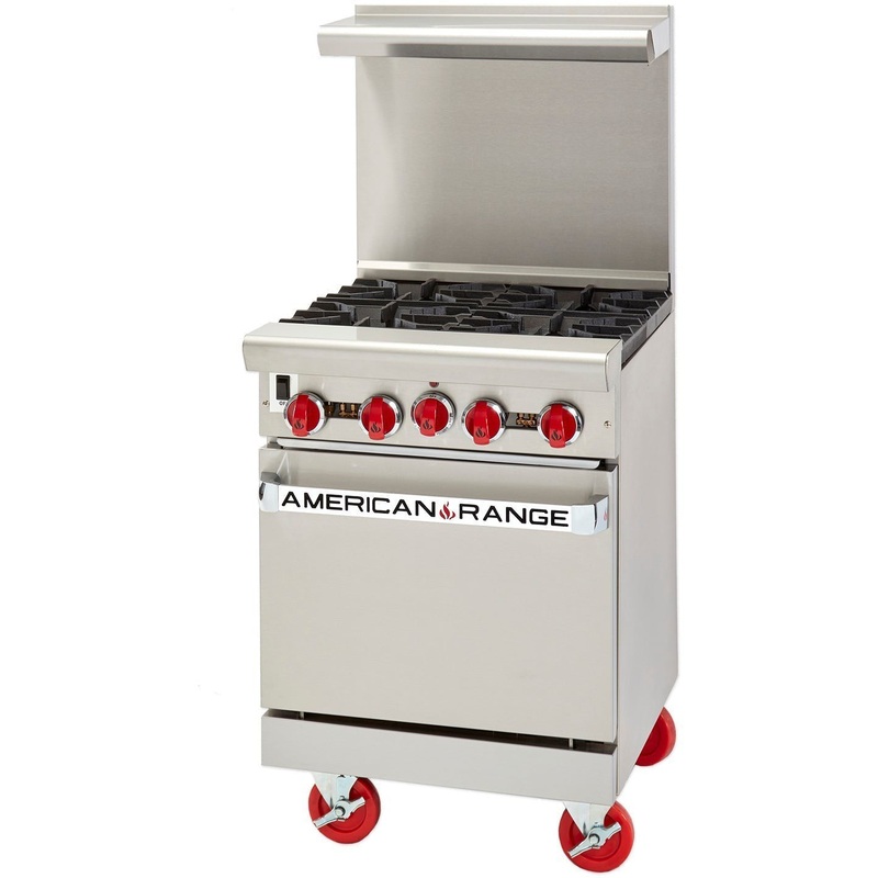 American Range - 24" Stainless Steel Restaurant Range With 12" Griddles, 2 Burners And 20" Standard Oven - AR-12G-2B