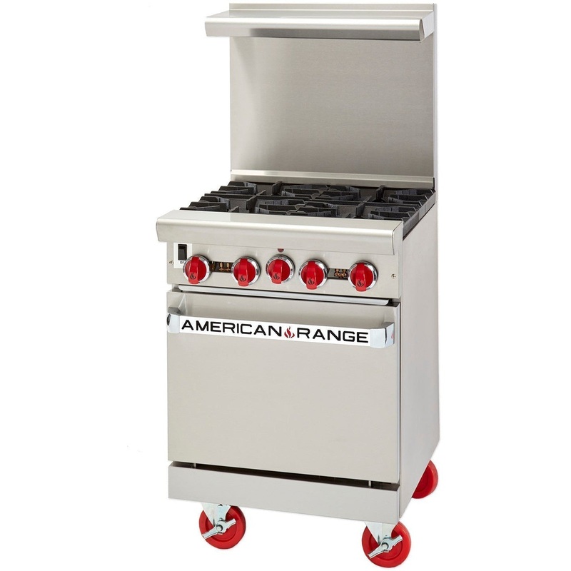 American Range - 24" Stainless Steel Restaurant Range With 12" Griddles, 2 Burners And 20" Standard Oven - AR-12G-2B-NV