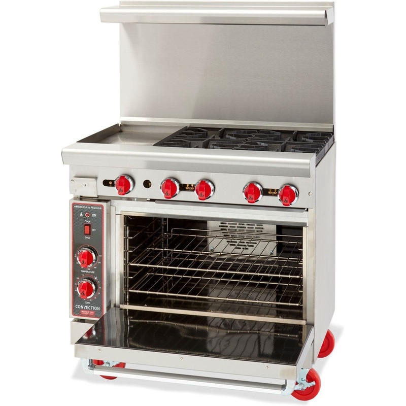 American Range - 36" Stainless Steel Restaurant Range With 6 Burners, And 26.5" Innovection Oven - AR-6-NV