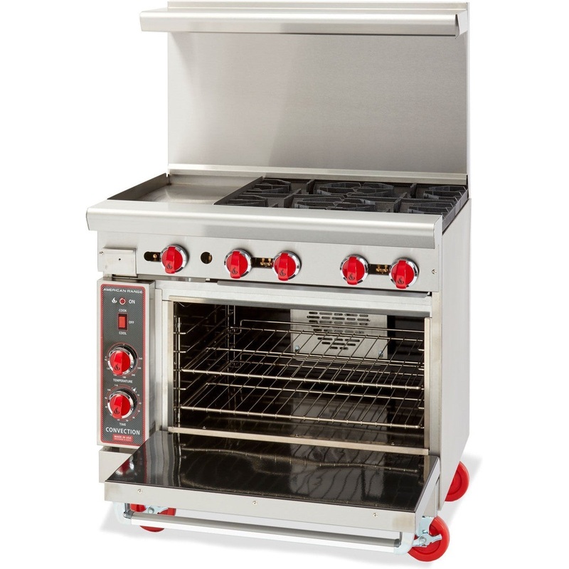 American Range - 36" Stainless Steel Restaurant Range With 6 Burners, And 26.5" Storage Base - AR-6-SB