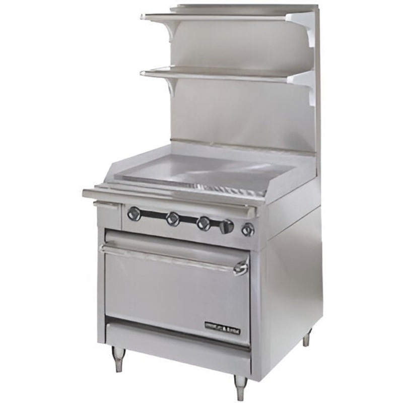 American Range - 17" Stainless Steel Heavy Duty Range Gas Thermostatic Griddle with Convection Oven - HD34-34TG-1C