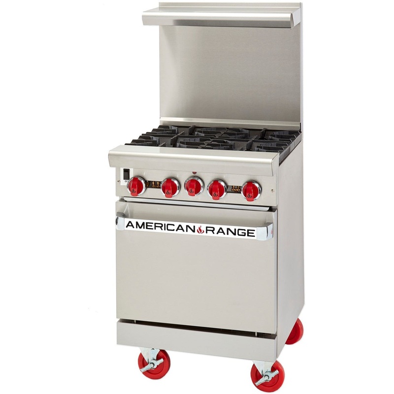 American Range - 24" Stainless Steel Restaurant Range With 4 Burners, 20" Innovection Oven - AR-4-NV