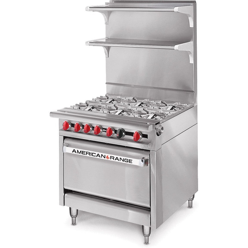 American Range - 34" Stainless Steel  6 Open Burners Standard Oven - HD34-6-1