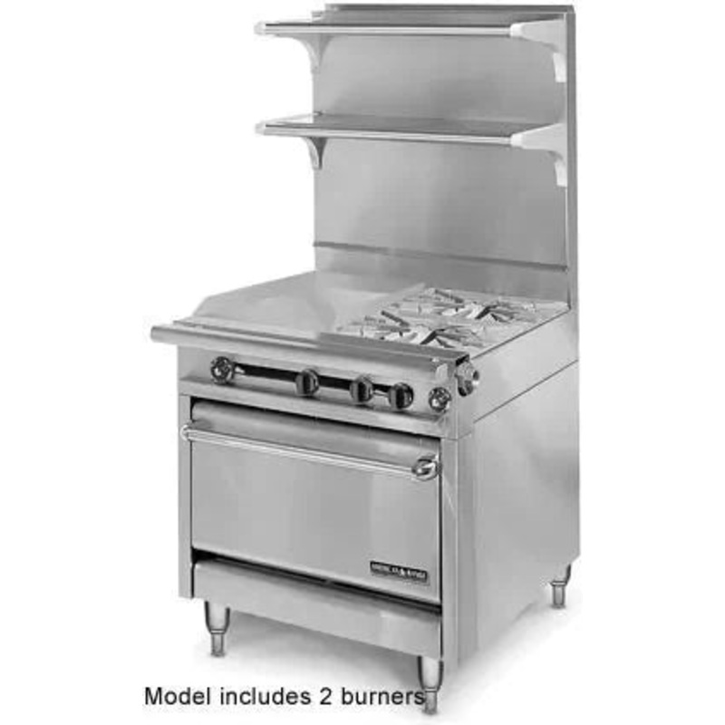 American Range - 34" Stainless Steel Gas Range with 17" Thermostatic Griddle with 2 Open Burner Standard Oven - HD34-17TG-2-1