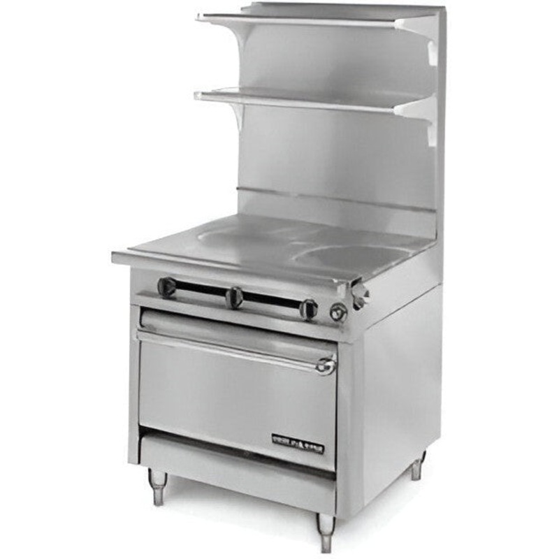 American Range - 34" Stainless Steel Heavy Duty Gas Range 1" French Top With (1) 17" Hot Plate And Convection Oven - HD34-1FT-1HT-1C