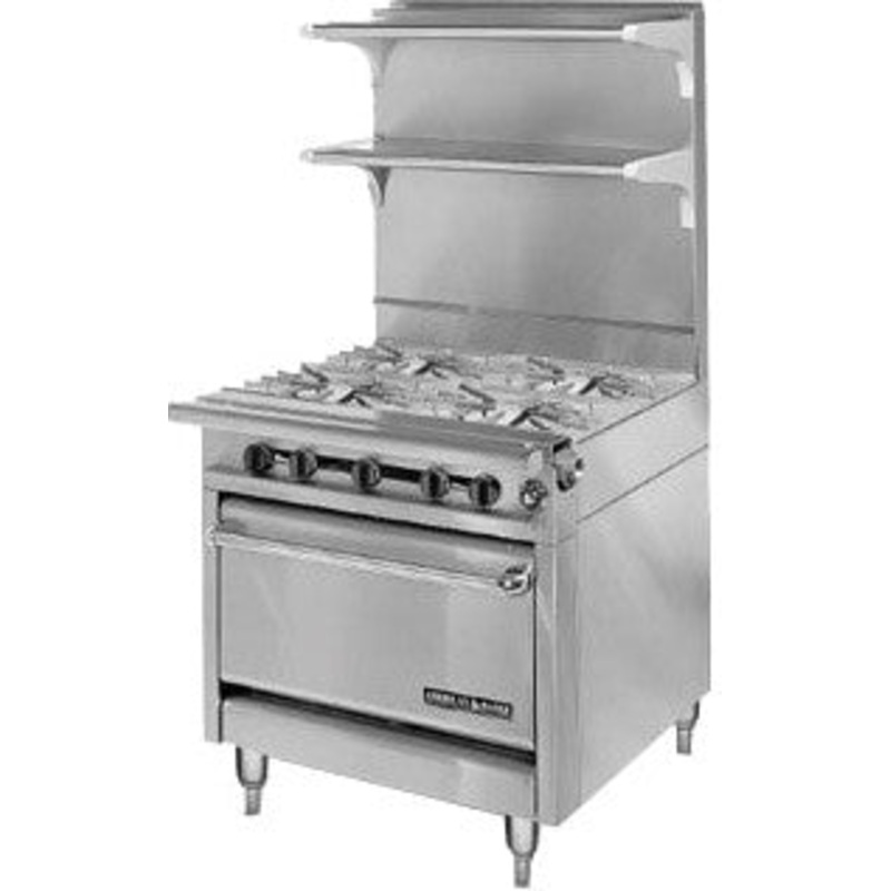 American Range - 34" Stainless Steel Heavy Duty Range 4 Open Burners with Standard Oven - HD34-4-1