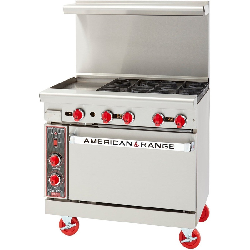American Range - 36" Stainless Steel Green Flame Ranges 6 Burners with 26.5" Standard Oven - ARGF-6